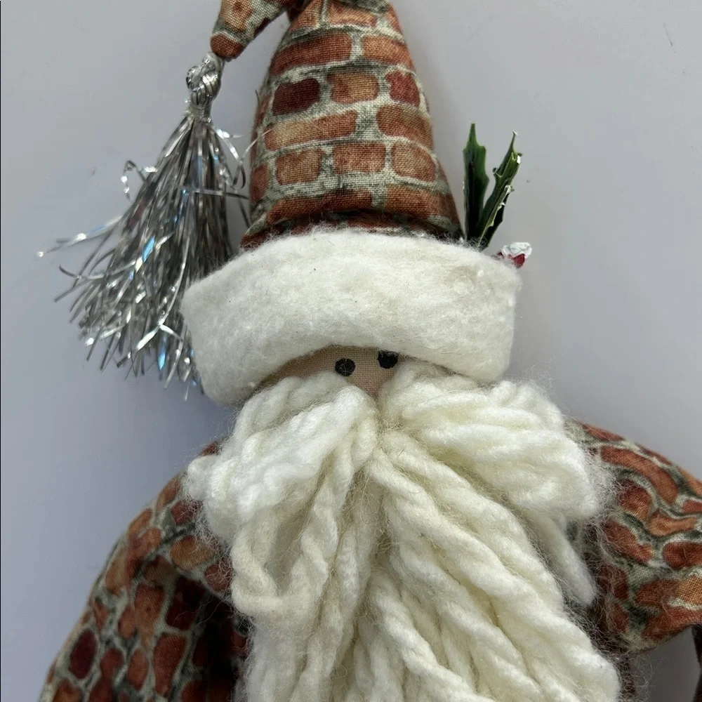 Festive Santa Doll with Brick Pattern Coat